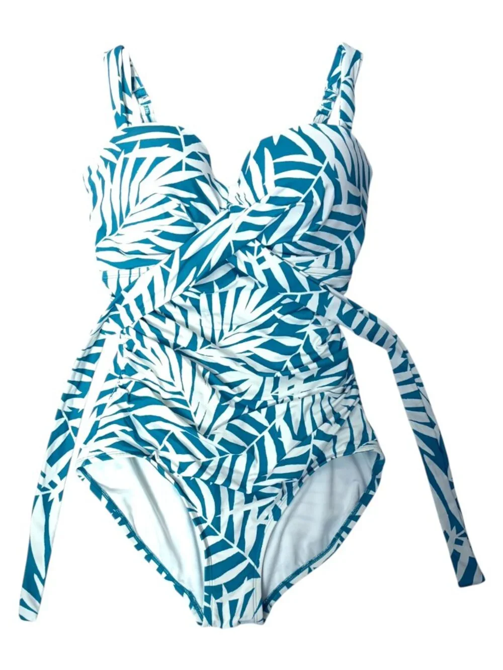 Coco Reef 32DD Royal Palm One Piece Swimsuit Moonstone Blue Convertible Straps - Picture 7 of 14